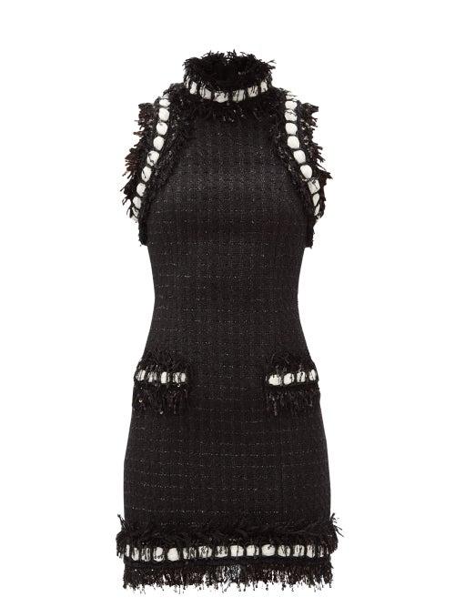 Matchesfashion.com Balmain - Sequinned Tweed Mini Dress - Womens - Black