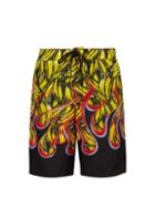 Matchesfashion.com Prada - Banana And Flame Print Swim Shorts - Mens - Yellow Multi