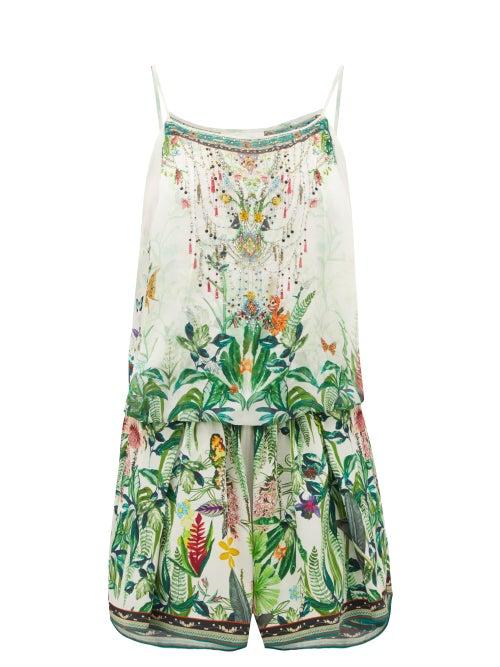 Matchesfashion.com Camilla - Daintree Darling Rainforest-print Playsuit - Womens - White Print