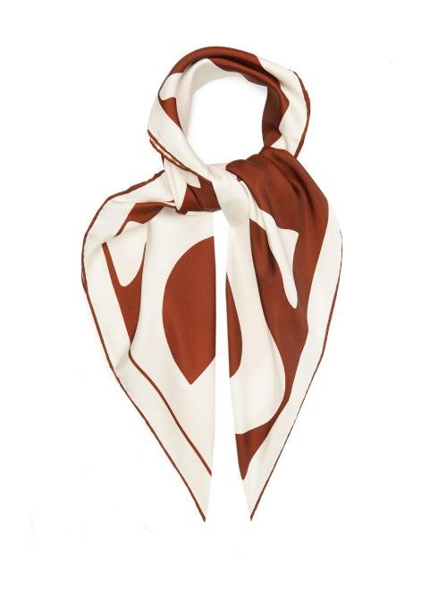 Matchesfashion.com Burberry - Logo-print Mulberry-silk Scarf - Womens - Orange Multi