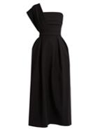 Preen By Thornton Bregazzi Ace One-shoulder Pleated Stretch-cady Midi Dress