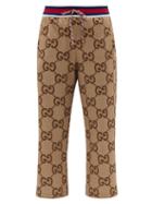 Gucci - Gg-jacquard Cropped Track Pants - Womens - Camel