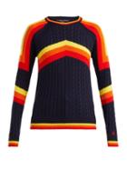 Matchesfashion.com Perfect Moment - Tignes Cable Knit Wool Sweater - Womens - Navy Multi