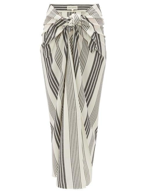 Matchesfashion.com Mara Hoffman - Izzi Tie-front Striped Canvas Skirt - Womens - Black Stripe
