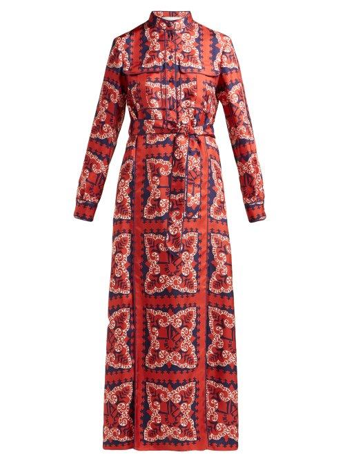 Matchesfashion.com Valentino - Bandana Print Silk Dress - Womens - Red Multi