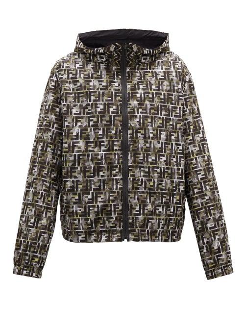 Matchesfashion.com Fendi - Ff Camouflage-print Hooded Windbreaker Jacket - Mens - Green Multi