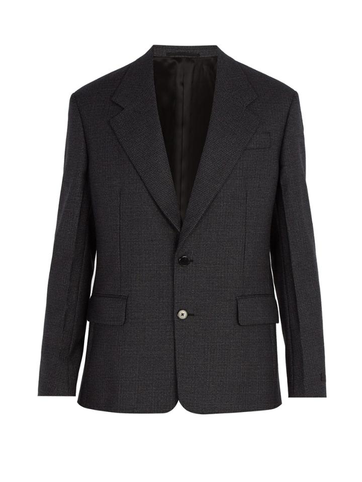 Prada Micro Houndstooth Wool Blazer