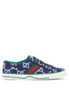 Matchesfashion.com Gucci - 1977 Gg-jacquard Web-stripe Trainers - Mens - Blue Multi