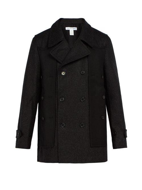 Matchesfashion.com Comme Des Garons Shirt - Double Breasted Wool Coat - Mens - Black Grey