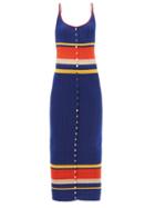 Ladies Rtw Paco Rabanne - Striped Ribbed Cotton-blend Maxi Dress - Womens - Blue Multi