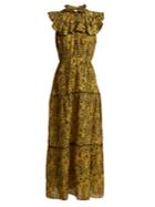 Apiece Apart Wild Reed-print Cotton And Silk-blend Maxi Dress