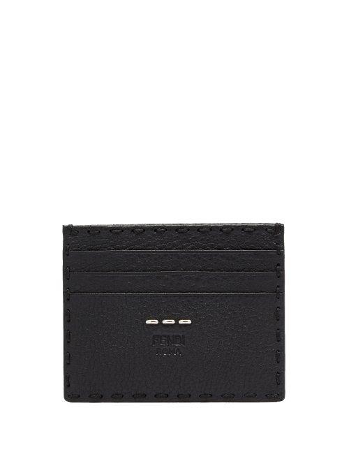 Matchesfashion.com Fendi - Logo Debossed Grained Leather Cardholder - Mens - Black
