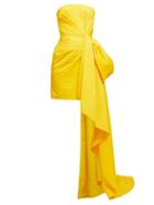 Matchesfashion.com Carolina Herrera - Draped Gathered Faille Mini Dress - Womens - Yellow