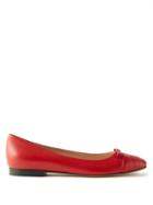Gucci - Gg Marmont Leather Ballet Flats - Womens - Red