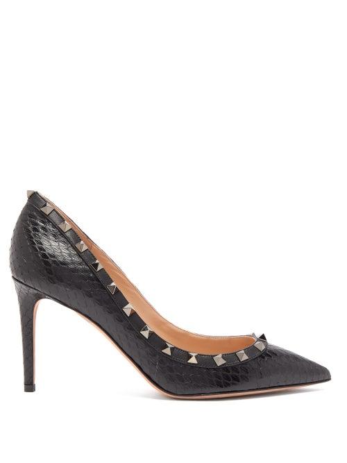 Matchesfashion.com Valentino - Rockstud Elaphe Pumps - Womens - Black