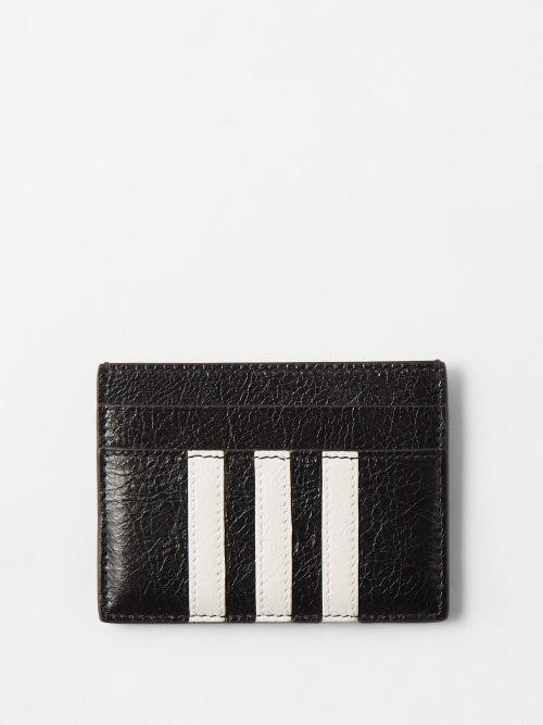 Balenciaga - X Adidas Trefoil-logo Crinkled-leather Cardholder - Mens - Black White