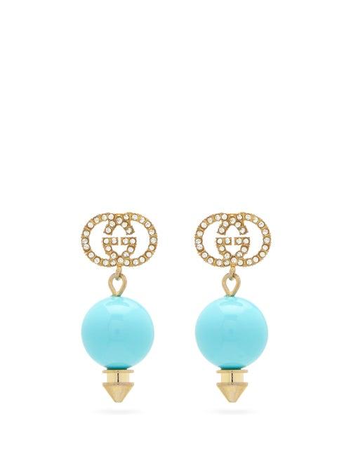 Matchesfashion.com Gucci - Gg Faux-pearl Drop Earrings - Womens - Blue