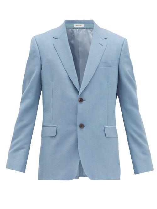Matchesfashion.com Alexander Mcqueen - Wool Blend Suit Jacket - Mens - Light Blue