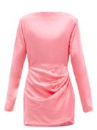 Matchesfashion.com Gauge81 - Barbosa Padded-shoulder Satin Mini Dress - Womens - Pink
