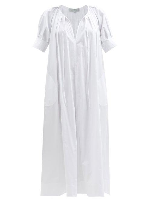 Lee Mathews - Frankie Gathered Cotton-poplin Dress - Womens - Ivory