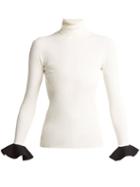Matchesfashion.com Valentino - Ribbed Knit Roll Neck Sweater - Womens - White Black