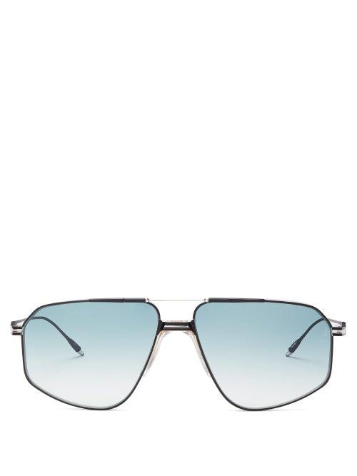Matchesfashion.com Jacques Marie Mage - Jagger Aviator Titanium Sunglasses - Womens - Blue Silver
