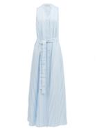Matchesfashion.com Palmer//harding - Sedona Striped Cotton-blend Shirt Dress - Womens - Light Blue