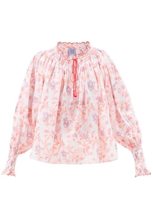 Matchesfashion.com Thierry Colson - Vladia Floral-print Cotton-voile Blouse - Womens - Pink Print