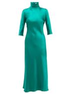 Matchesfashion.com Galvan - Margot High-neck Silk Dress - Womens - Green