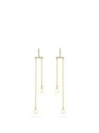 Matchesfashion.com Mateo - Bar Duo Diamond, Pearl & 14kt Gold Drop Earrings - Womens - Pearl