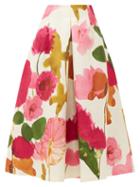 Matchesfashion.com La Doublej - Macaron Floral-print Wool-blend Skirt - Womens - White Print