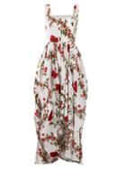 Matchesfashion.com Alexander Mcqueen - Poppyfield Print Cotton Poplin Dress - Womens - White Multi