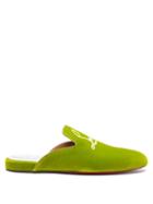 Christian Louboutin - Coolito Logo-embroidered Velvet Slippers - Mens - Green