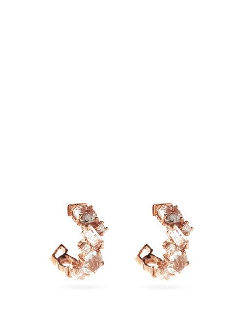 Matchesfashion.com Suzanne Kalan - Diamond, Topaz & 14kt Rose-gold Earrings - Womens - Rose Gold
