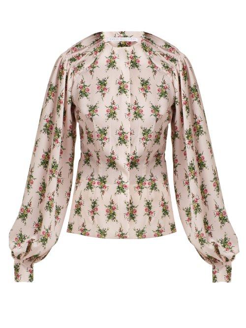 Matchesfashion.com Emilia Wickstead - Margot Floral Print Crepe Blouse - Womens - Multi