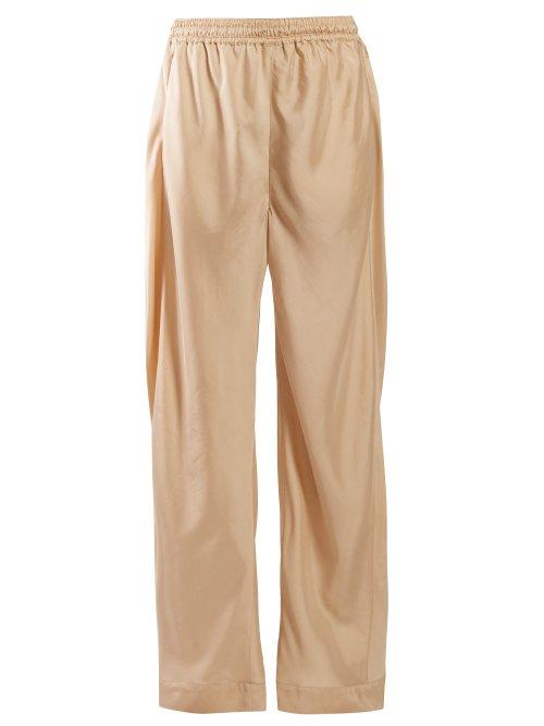 Matchesfashion.com Chlo - High Rise Straight Leg Twill Trousers - Womens - Beige