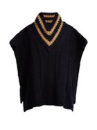 See By Chloé Striped Cable-knit Wool-blend Poncho