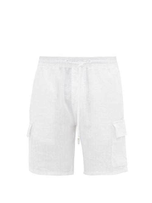 Matchesfashion.com Vilebrequin - Logo Patch Slubbed Linen Cargo Shorts - Mens - White