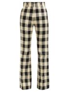 Matchesfashion.com Petar Petrov - Herrick High Rise Gingham Linen Trousers - Womens - Black White