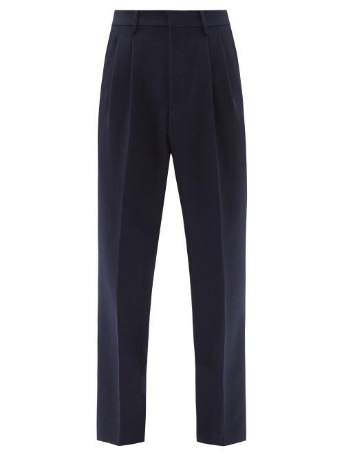 Matchesfashion.com Ami - Wool Wide-leg Trousers - Mens - Navy