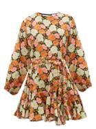 Matchesfashion.com Rhode - Ella Floral-print Cotton Mini Dress - Womens - Brown Print