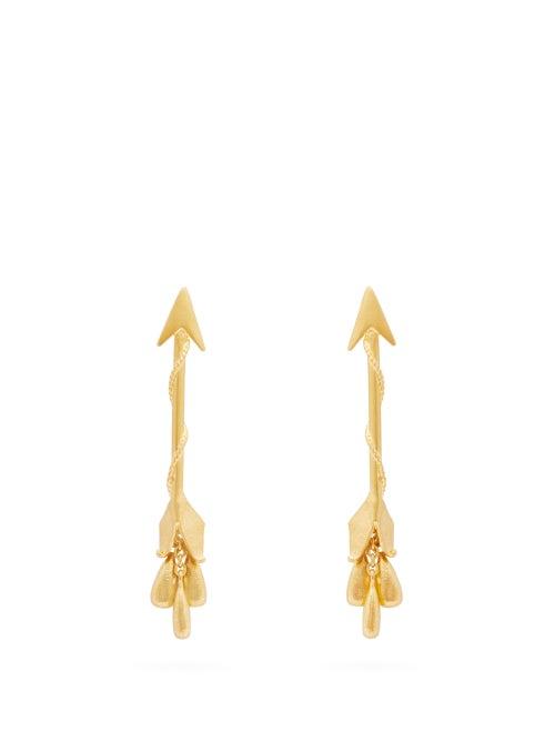 Matchesfashion.com Valentino - Arrow Drop Pendant Earrings - Womens - Gold