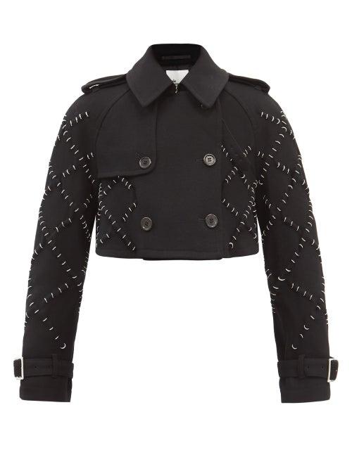Noir Kei Ninomiya - Ring-embellished Wool Cropped Jacket - Womens - Black
