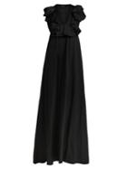 Matchesfashion.com Rochas - Ruffled Duchesse Silk Satin Gown - Womens - Black