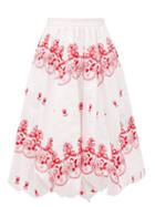 Matchesfashion.com Simone Rocha - Cherub-embroidered Cotton Bubble-hem Skirt - Womens - Pink Print