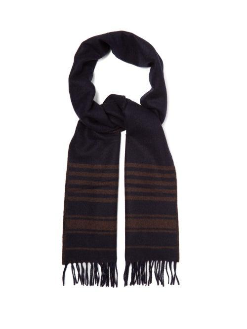 Matchesfashion.com Brunello Cucinelli - Horizontal Stripe Cashmere Scarf - Mens - Brown