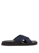 Matchesfashion.com Casablanca 1942 - Xar Cross Strap Raffia Slides - Mens - Black Navy