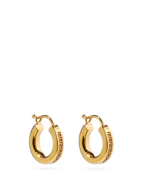 Matchesfashion.com Versace - Greca-engraved Hoop Earrings - Womens - Gold