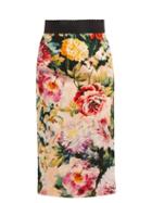 Matchesfashion.com Dolce & Gabbana - Floral Print Crepe Pencil Skirt - Womens - Ivory Multi