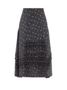 Matchesfashion.com Molly Goddard - Meryl Frilled Floral-print Cotton Skirt - Womens - Black Print